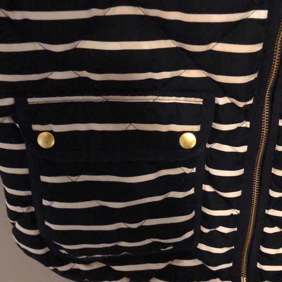J.Crew Navy and white striped puffer vest - Picture 3 of 5